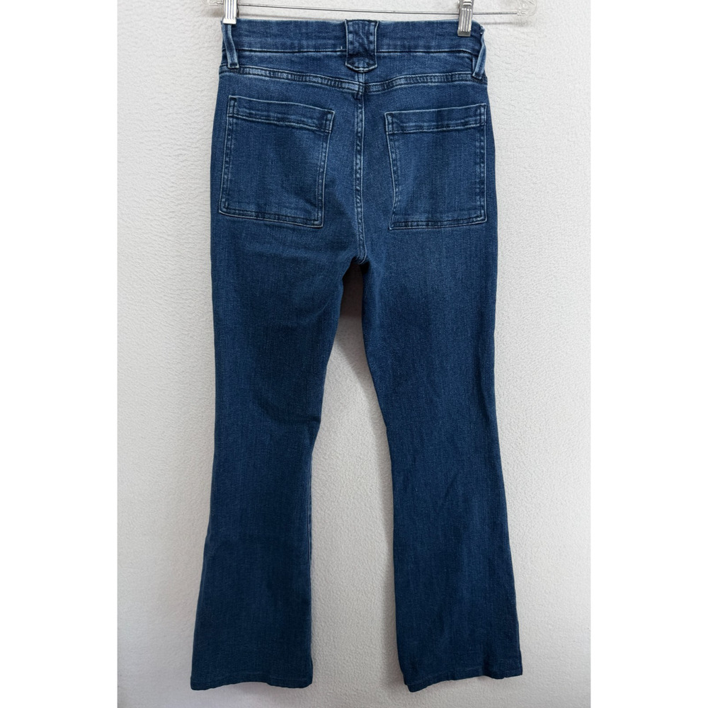FRAME Jeans Womens 28 Le High Flare Trapunto Stitch Stretch Denim Aurora Blue - Picture 3 of 13